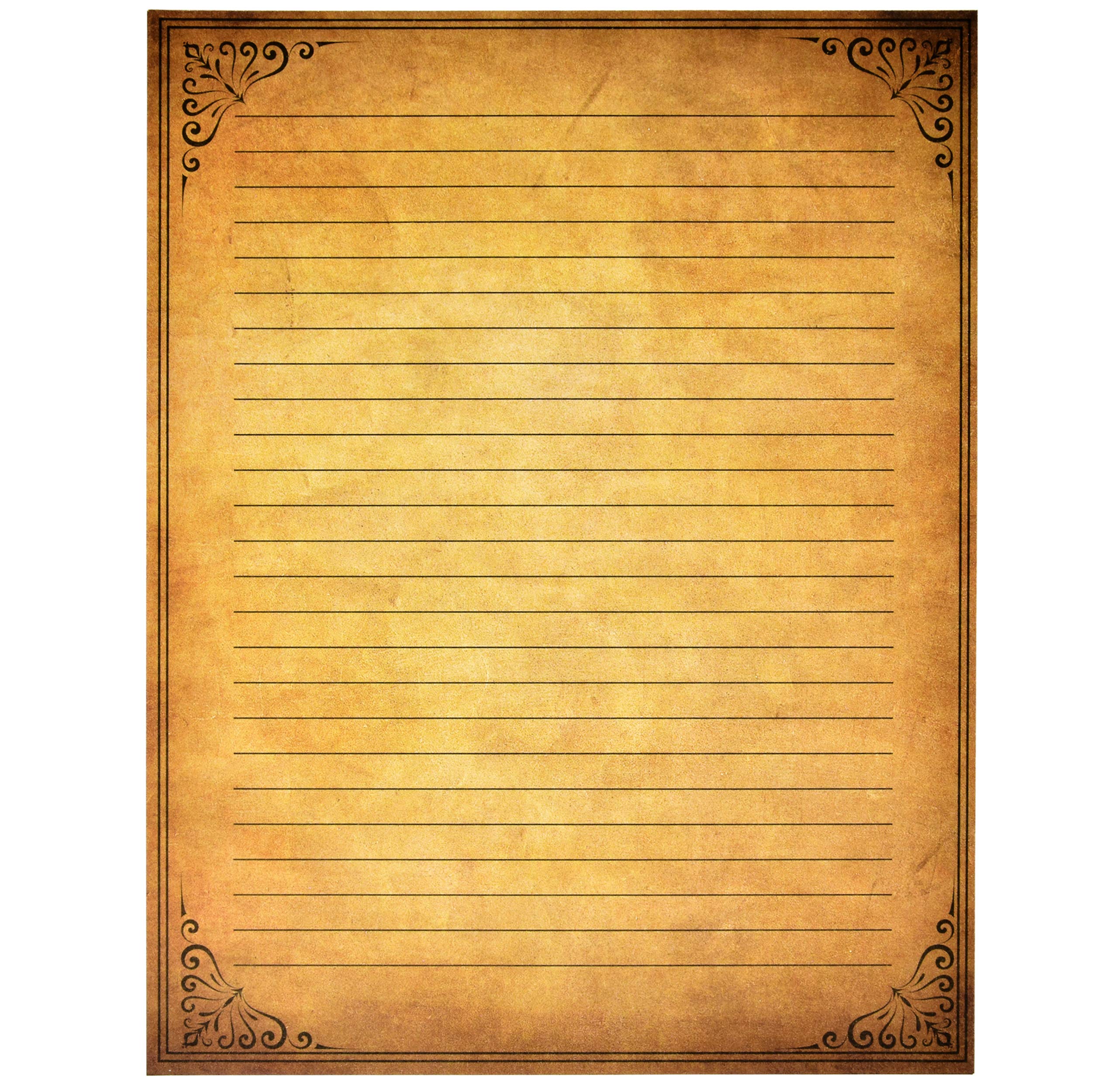 100 Pack Aged Lined Paper Vintage Antique Stationery Papers